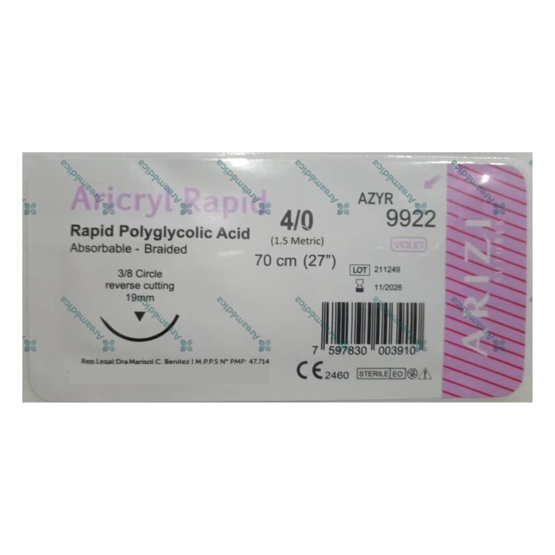 SUTURA VICRYL 4-0 AGUJA CURVA 19MM 75CM X 1 UND